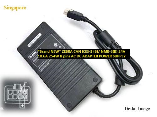*Brand NEW* ZEBRA CAN ICES-3 (B)/ NMB-3(B) 24V 10.6A 254W 8 pins AC DC ADAPTER POWER SUPPLY - Click Image to Close